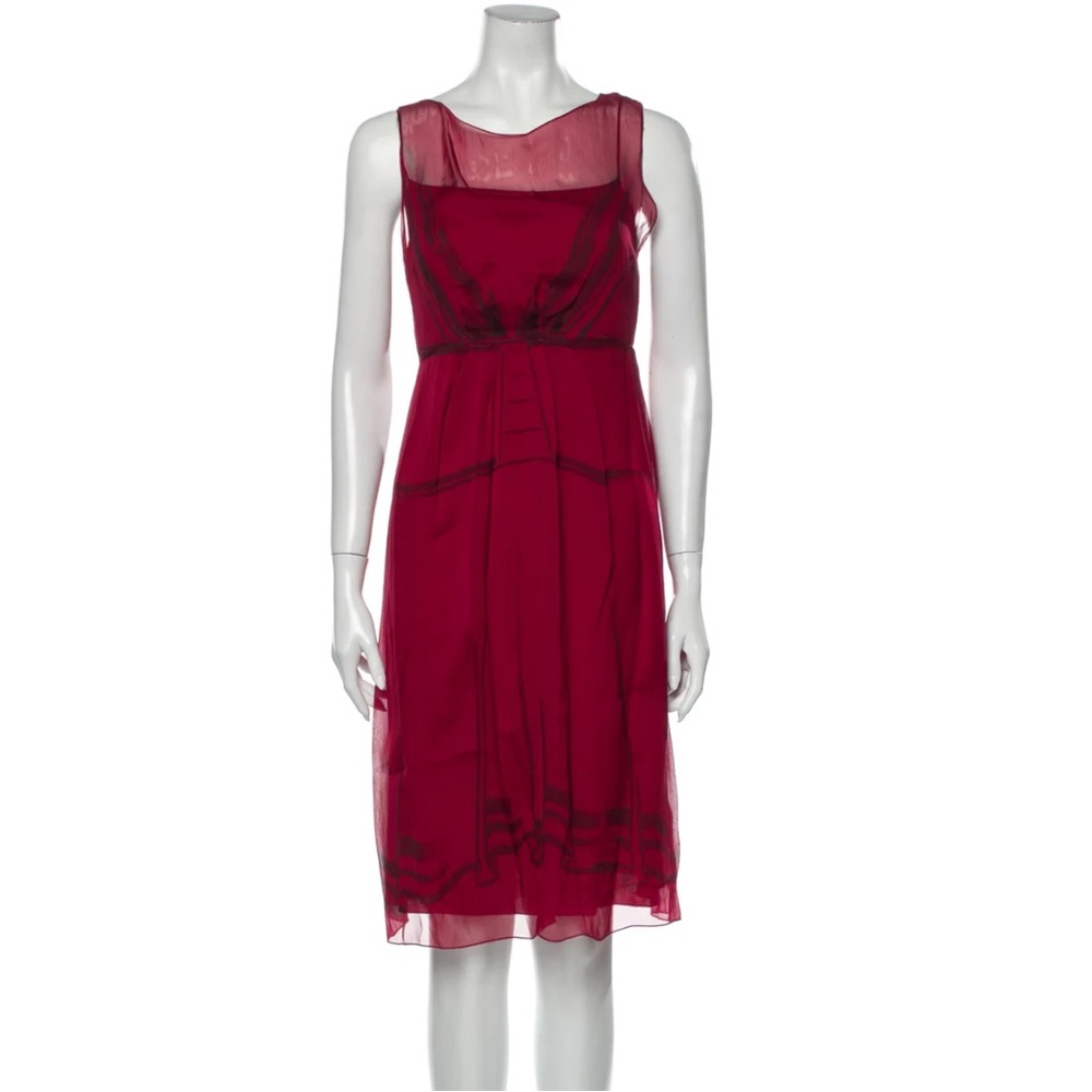 Alberta Ferretti mid-length red silk dress